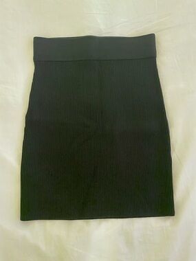 Reiss Black Ribbed High-Waist Mini Skirt